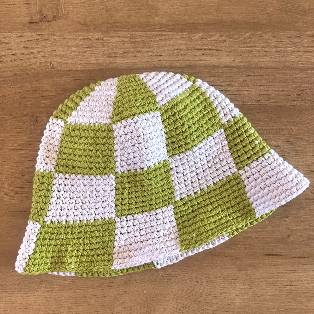 Aritzia crochet checkered bucket hat